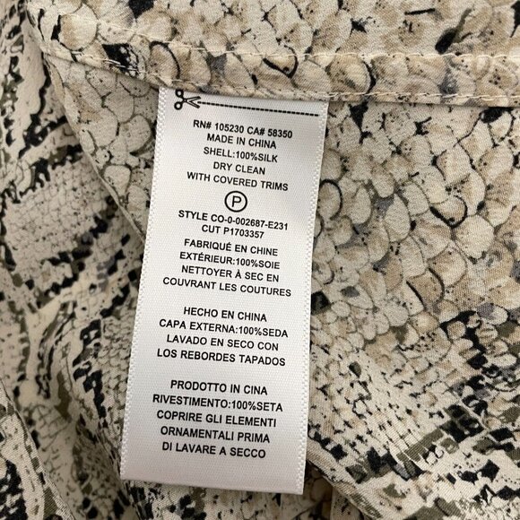 Equipment Women's Tan & Black Snakeskin Print Silk Shirt Button Front size S - Picture 8 of 9